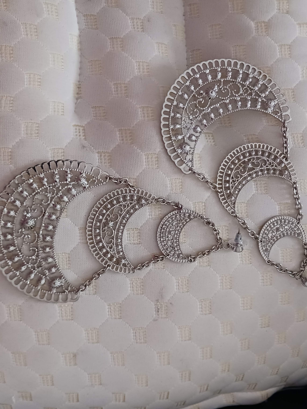 Silver Filigree Cascade Hoop Earrings - Elegant Women Jewelry